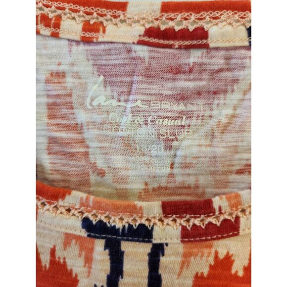 Lane Bryant Cool & Casual Cotton Slub Short Sleeve multicolor top sz 18/20 - Picture 2 of 3